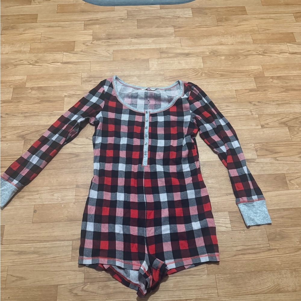 Victoria's Secret Gray and Pink Plaid Romper